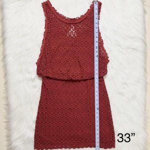 Red Layered Look Crochet Night Out Dress